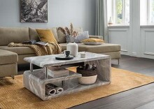Couchtisch >5052-38< in Marmor Grau, MDF -...