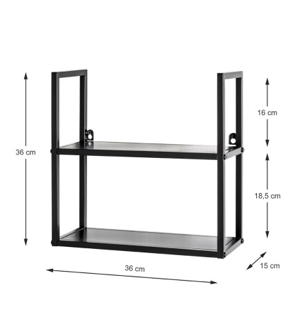 Wandregal >25563< in schwarz, Metall - 36x36x15cm (BxHxT)