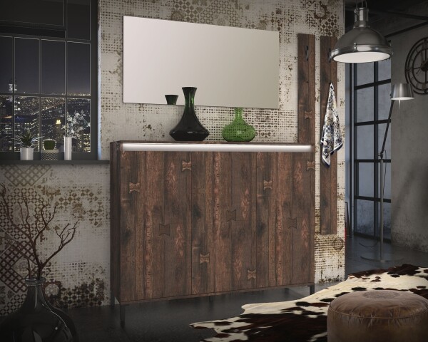 Garderoben-Set "GENIO industrial" 4-tlg in Eiche - Stellmaß ca. 190x40x190 cm