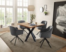 Esstisch >Micky< in Eiche massiv/schwarz - 100x76x100 (BxHxT)