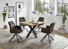 Esstisch >Micky< in Eiche massiv/schwarz - 100x76x100 (BxHxT)