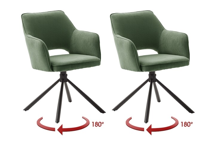 Armlehnstuhl >LUZON< (2-er Set) in Olive, Polyester/Polyamid - 61x85x61 (BxHxT)