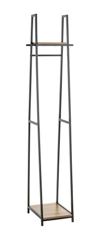 Garderobe >25993< in eiche, schwarz, MDF, Metall - 38x166x40cm (BxHxT)