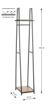 Garderobe >25993< in eiche, schwarz, MDF, Metall -...