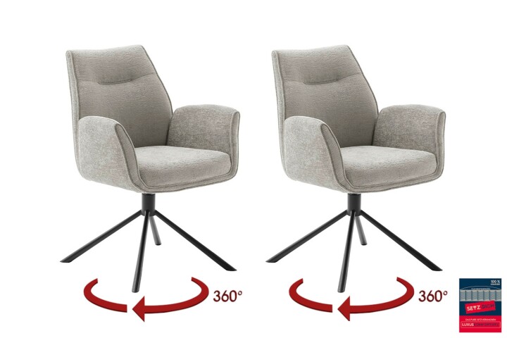 Armlehnstuhl >DIVERIA< (2-er Set) in Taupe, Polyester - 64x90x66cm (BxHxT)