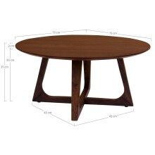 Couchtisch >Hellerup< in Braun, Nussbaum - 75x36x75cm (BxHxT)