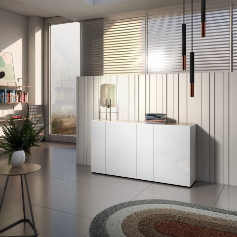 Sideboard >Tango< in weiss hochglanz - 174x92x40cm (BxHxT)