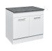 EDDY Moderner Spülenunterschrank Küche in Weiß matt, Metallic Grau - Geräumiger Küchenschrank mit viel Stauraum - 100 x 90 x 60 cm (B/H/T)