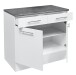 EDDY Moderner Küchenunterschrank in Weiß matt, Metallic Grau - Geräumiger Unterschrank Küche mit viel Stauraum - 100 x 90 x 60 cm (B/H/T)