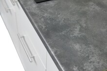 EDDY Moderne Küchenzeile ohne Elektrogeräte in Weiß matt, Metallic Grau - Geräumige Einbauküche mit viel Stauraum - 260 x 220 x 60 cm (B/H/T)
