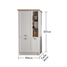 JASMIN Moderner Einbauschrank für Kühlschrank in Pinie hell, Artisan Eiche Optik - Geräumiger Hochschrank Küchenschrank mit viel Stauraum - 104 x 216,5 x 61 cm (B/H/T)