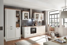 JASMIN Moderner Einbauschrank für Kühlschrank in Pinie hell, Artisan Eiche Optik - Geräumiger Hochschrank Küchenschrank mit viel Stauraum - 104 x 216,5 x 61 cm (B/H/T)