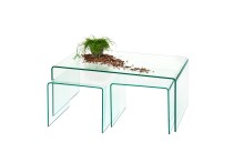 Couchtisch >7/121< in Klarglas, Glas - 90x38x50cm...