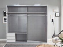 Schwebetürenschrank >Seattle< in WEISS - 225x208x65cm (BxHxT)