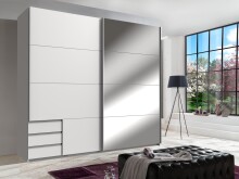Schwebetürenschrank >Seattle< in WEISS - 225x208x65cm (BxHxT)