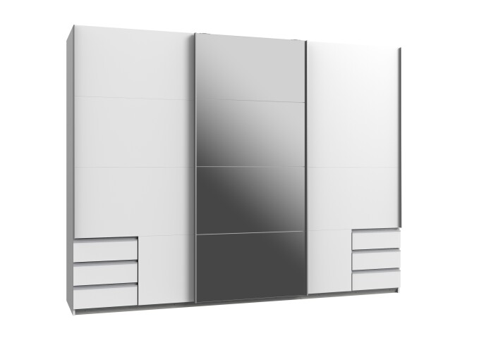 Schwebetürenschrank >Seattle< in WEISS - 270x208x65cm (BxHxT)