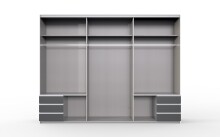 Schwebetürenschrank >Seattle< in WEISS + GRAPHIT - 270x208x65cm (BxHxT)