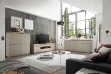 Kommode >PALAMOS< in holzfarben/grau, HWP - 100x104x40cm (BxHxT)