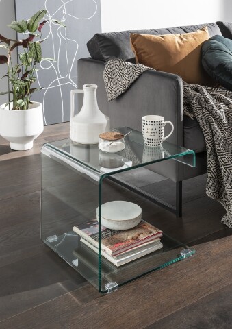 Beistelltisch >7217< in Klarglas, Glas - 43x39x41cm (BxHxT)