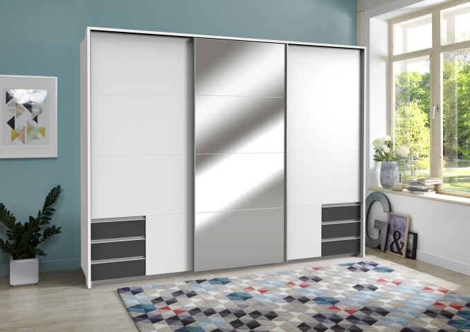 Schlafzimmer-Set >Seattle< in Weiß - 273x213x65cm (BxHxT)