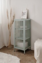 Vitrine >Milton< in mintgrün, Stahl - 40x101,5x40cm (BxHxT)