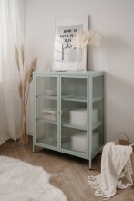 Vitrine >Milton< in mintgrün, Stahl -...