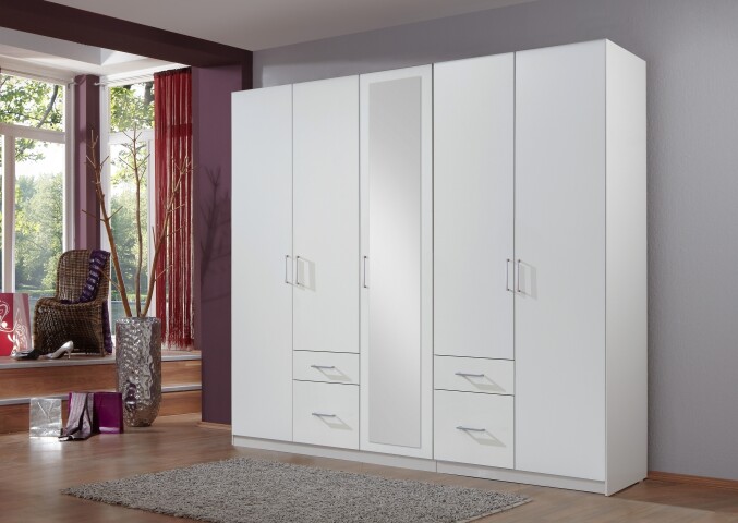 Drehtürenschrank >Freiburg< in WEISS - 225x208x58cm (BxHxT)
