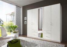 Drehtürenschrank >Freiburg< in WEISS - 225x208x58cm (BxHxT)