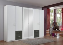 Drehtürenschrank >Freiburg< in WEISS + GRAPHIT...