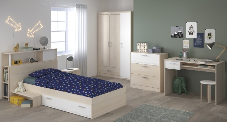 Jugendzimmer >Charly 9< Komplettset in Akazie/Weiß