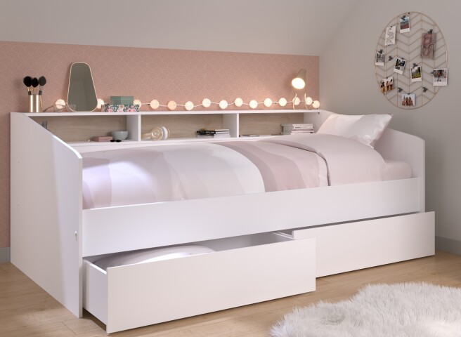 Stauraumbett >Sleep 4< in 23 - Weiss - 203x113x82cm (LxBxH)