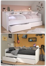 Stauraumbett >Sleep 4< in 23 - Weiss - 203x113x82cm (LxBxH)