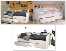 Stauraumbett >Sleep 4< in 23 - Weiss - 203x113x82cm (LxBxH)