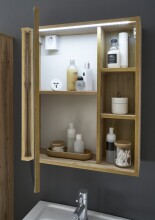 Badezimmer-Set "Greece" (3tlg.) in Wildeiche-Optik mit Absetzung Basalt / Hirnholz Tiefziehfront. 120 x 190 x 35 cm (B/H/T)