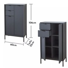 Badezimmer-Set "Lucera" (4-teilig) in Grau matt / schwarz. 192 x 192 x 32 cm (B/H/T)