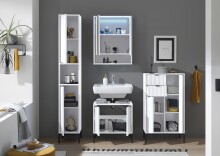 Badezimmer-Set "Lucera" (4-teilig) in weiß matt / schwarz. 192 x 192 x 32 cm (B/H/T)
