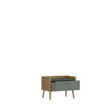 Nachtschrank >Whenua< in Mauvella Eiche, Salbei - 59,8x45,2x41,5cm (BxHxT)