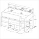 Stauraumbett >Lucas< in Weiss / Japanische Eiche - 209x133x140cm (LxBxH)