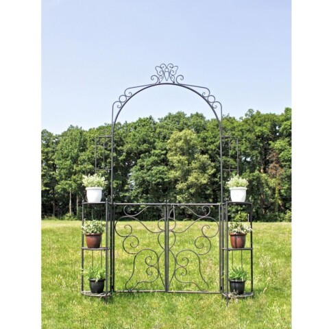 Rosenbogen >Laki< in schwarz aus Stahl - 156x29x233cm (LxBxH)