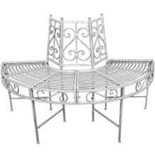 Baumbank >Varda< in weiss aus Stahl - 122x63x80cm...