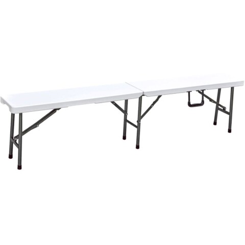 Gartenbank >Mufraro< in weiss aus Stahl, Kunststoff - 25x43x180cm (BxHxT)
