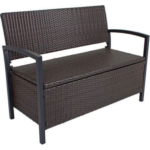 Gartenbank >Ferrara< in grauer aus Kunststoff, Aluminium - 58x117x86cm (LxBxH)