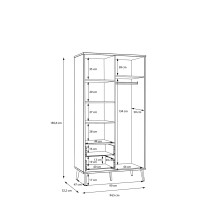 Kleiderschrank >Whenua< in Natural Eiche - 94,5x185,6x52,2cm (BxHxT)