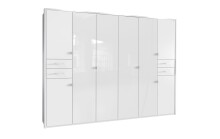 Drehtürenschrank >Danzig< in WEISS + GLAS WEISS - 270x208x58cm (BxHxT)