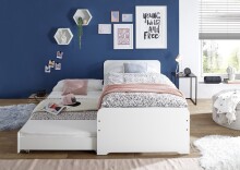 DUPLO Moderne Tandemliege mit zwei Liegeflächen 90 x 200 cm - Praktisches Jugendzimmer Kojenbett in Weiß - 97 x 67 x 206 cm (B/H/T)