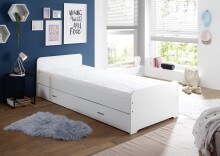 DUPLO Moderne Tandemliege mit zwei Liegeflächen 90 x 200 cm - Praktisches Jugendzimmer Kojenbett in Weiß - 97 x 67 x 206 cm (B/H/T)