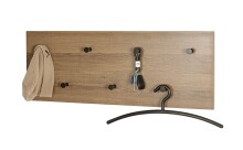 Wandgarderobe >37142< in eiche, schwarz, MDF, Metall - 80x30x5cm (BxHxT)