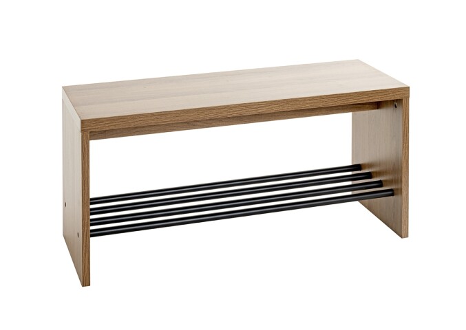 Schuhbank >37149< in eiche, schwarz, MDF, Metall - 80x40x30cm (BxHxT)