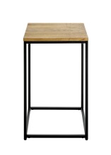 Beistelltisch >37335< in eiche, schwarz, Massivholz, Metall - 35x60x35cm (BxHxT)