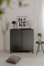 Kommode >Bertrix< in Schiefer dunkel / anthrazit - 88x92x40cm (BxHxT)